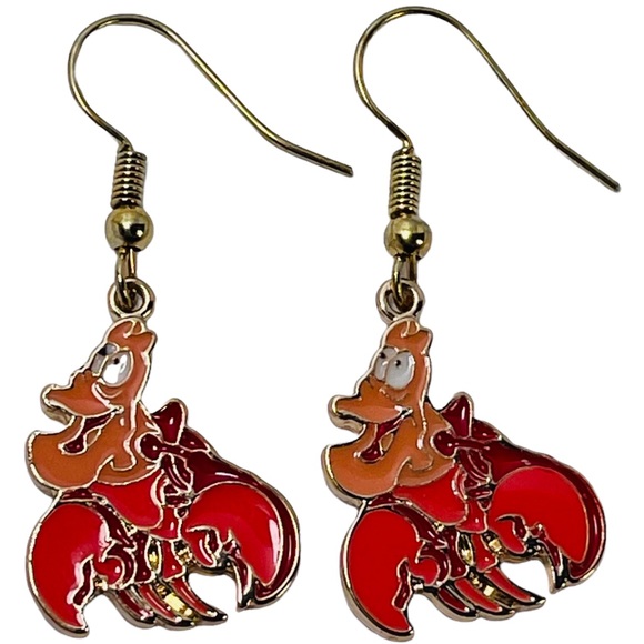 Sebastian Disneys The Little Mermaid metal pendant earrings NEW